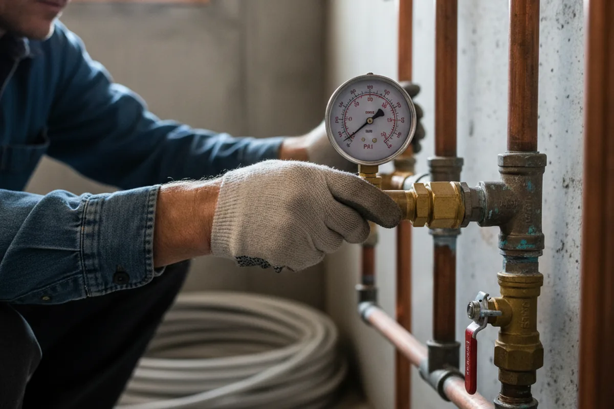 Pressure testing a repaired line during Water Line Repair in Hampshire